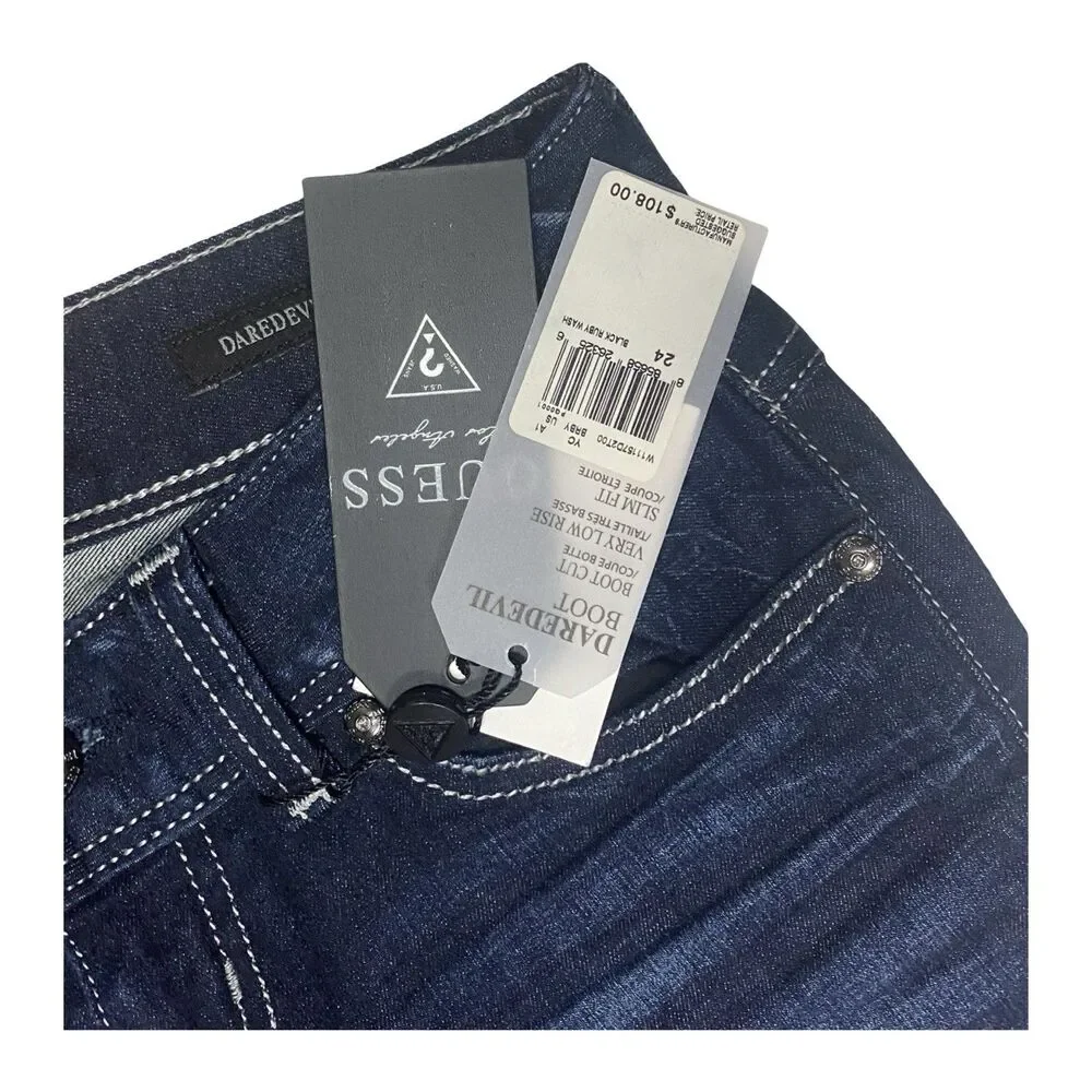 Guess Jeans Women's Daredevil Boot Cut Low Rise Jeans S 24 Black Ruby Wash NWT